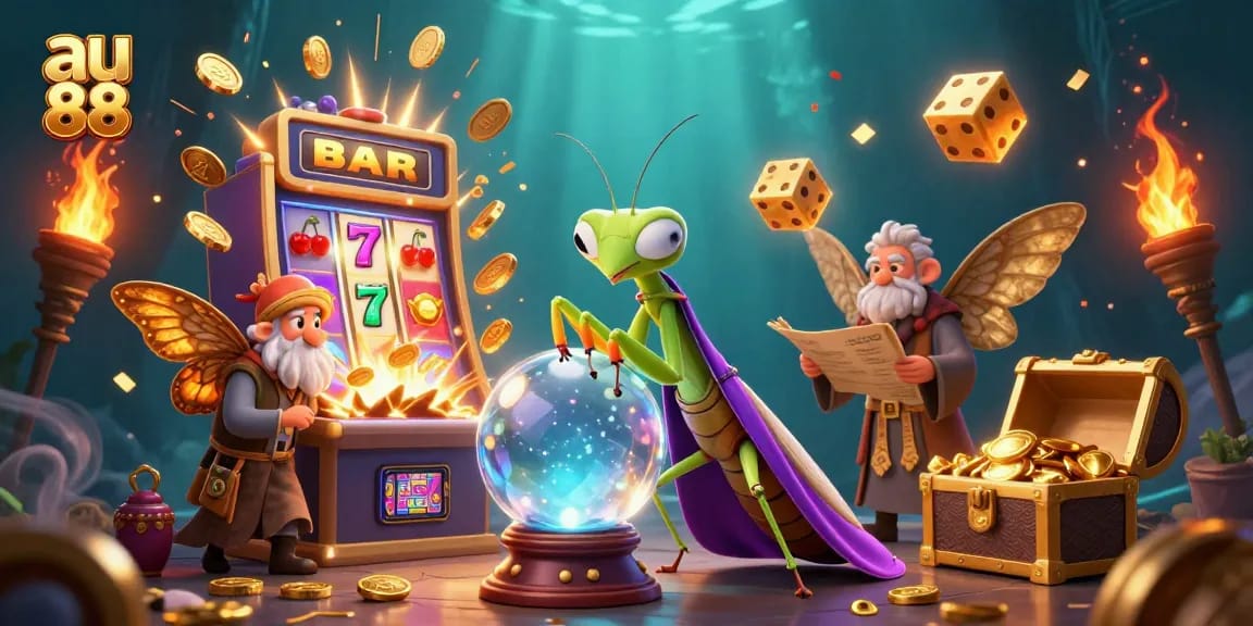 Experience the thrill of au 88 with an energetic 3D casino scene bursting with winning symbols and dynamic elements.