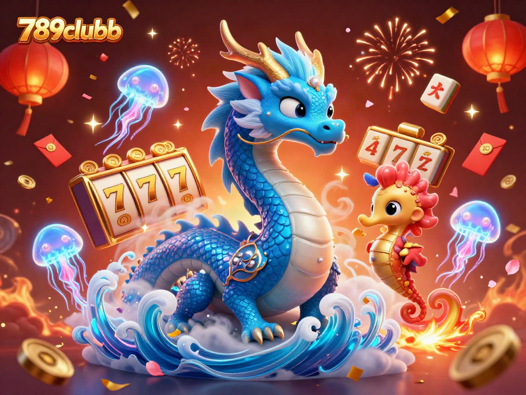 Engage with 789clubb's thrilling gameplay featuring a water dragon, seahorse knight, and dynamic casino elements.
