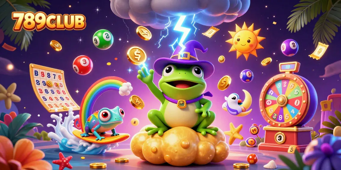 Win big at 789CLUB with colorful lottery balls bouncing in a magical 3D casino scene.