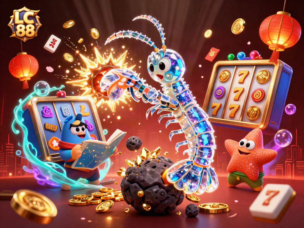 Experience thrilling gaming with LC 88 in a dynamic, vibrant casino scene bursting with excitement.
