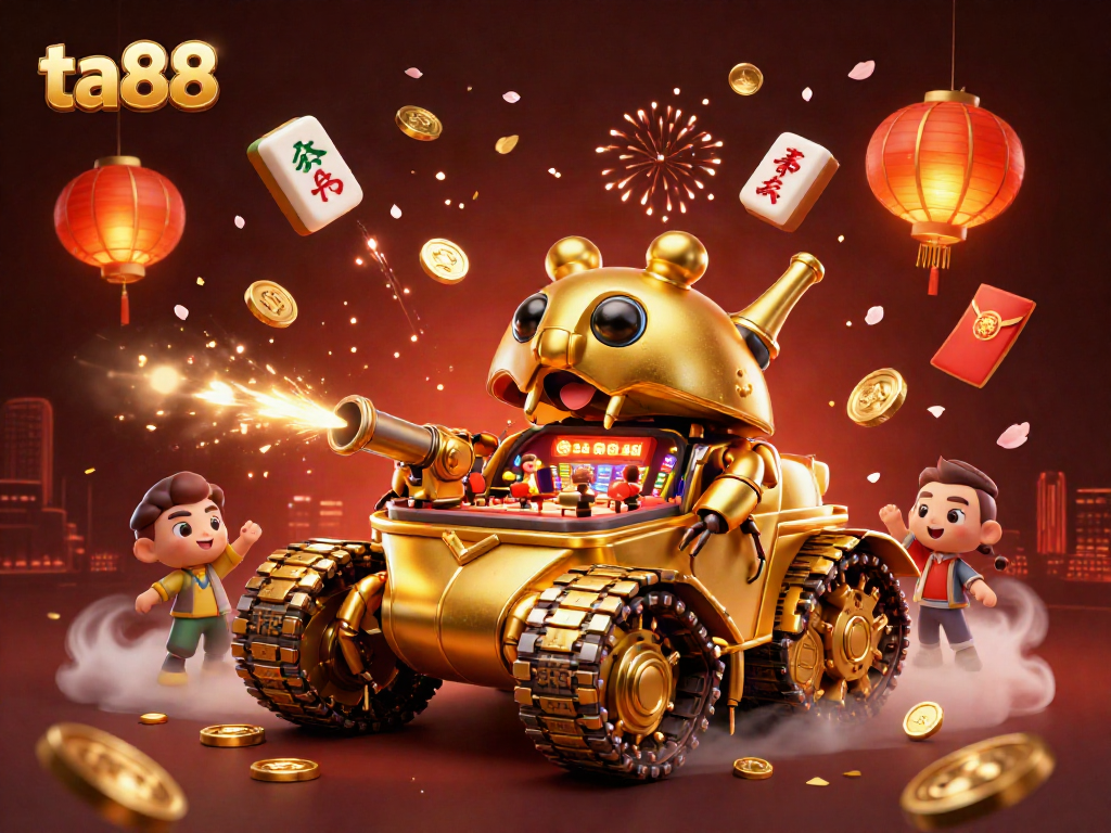 Experience the vibrant excitement of ta88's casino adventure with a golden beetle tank and playful game elements.