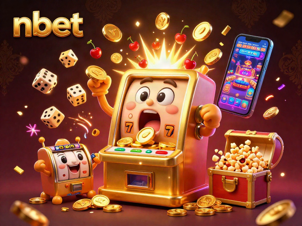 Experience the excitement of nbet with this vibrant 3D casino scene featuring a jackpot-winning slot machine.
