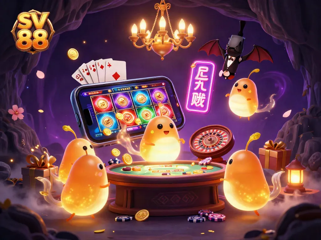 Experience thrilling gameplay and vibrant visuals at sv 88 with glowing glowworms lighting a casino scene.
