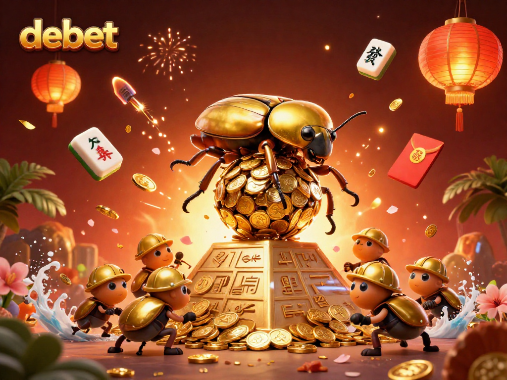 Experience the thrill of debet in an exciting casino illustration filled with vibrant gaming symbols.