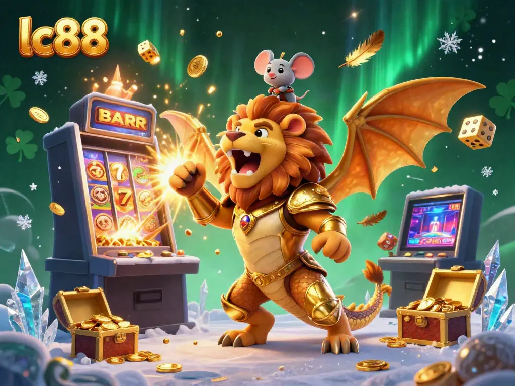 Experience the excitement of lc88 with vibrant slots and a chimera creature highlighting casino adventures.