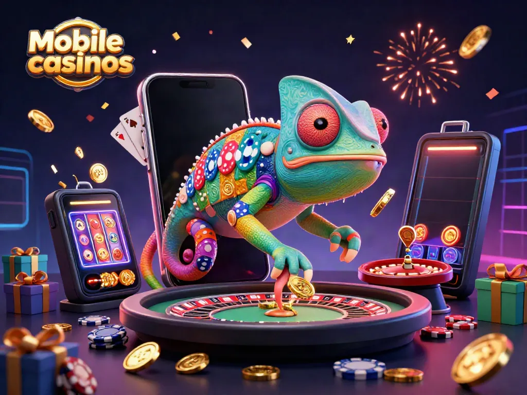 Experience thrilling action at mobile casinos with a vibrant chameleon casino owner and exciting gaming elements!