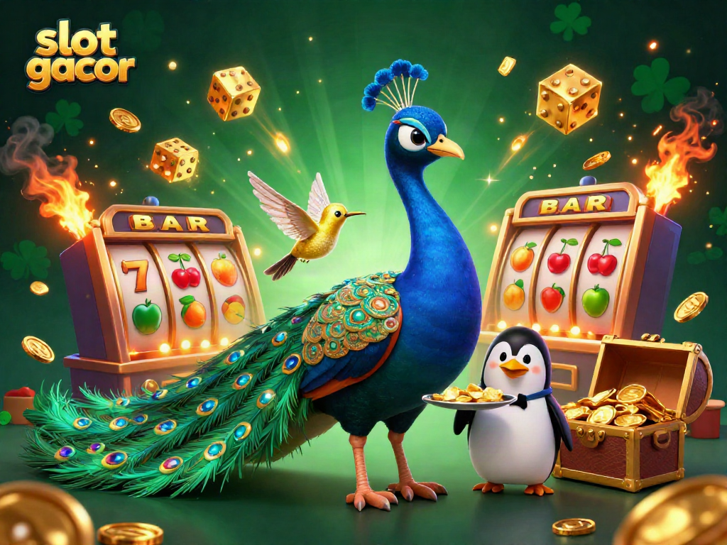 Spin and win with slot gacor at vibrant casino, featuring colorful characters and jackpot excitement!