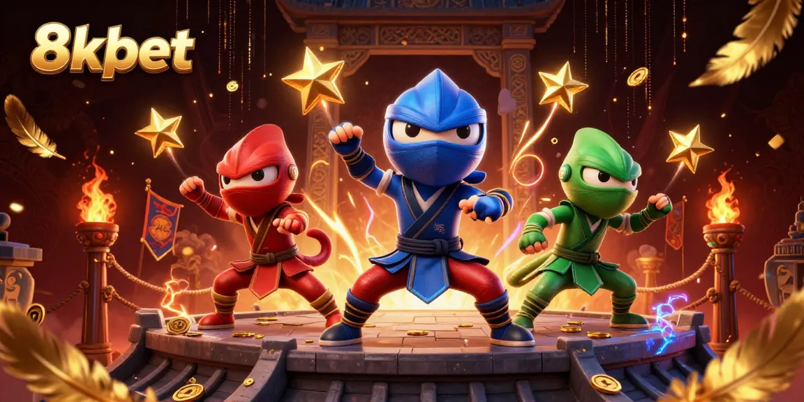 Experience the excitement of betting at 8xbet with a vibrant 3D ninja scene filled with energy.