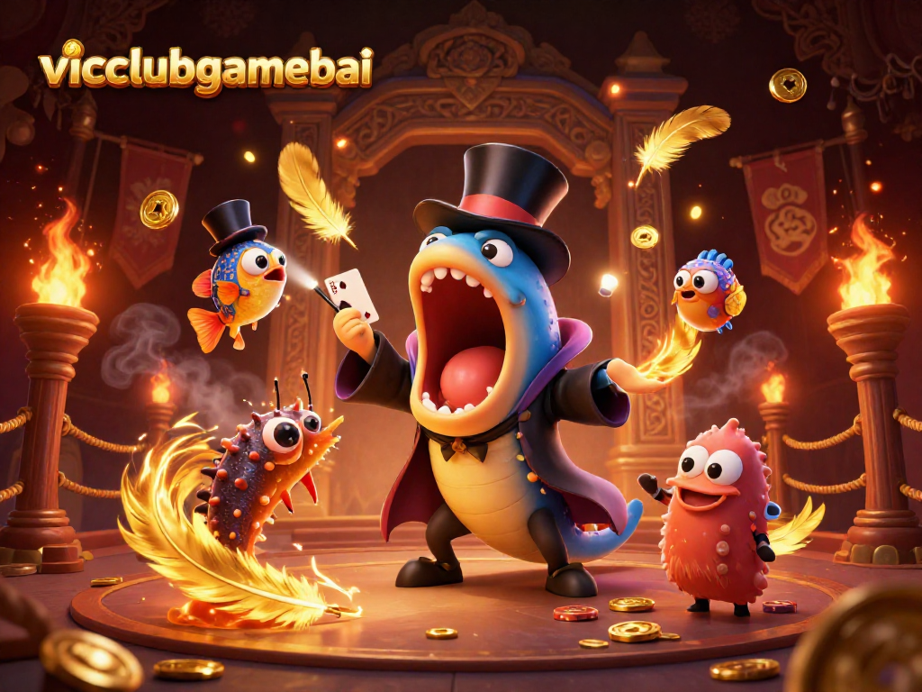 Experience the thrill of vicclubgamebai as a bioluminescent eel performs dazzling card tricks in an underwater casino.