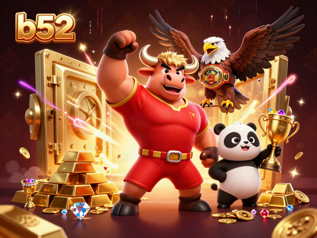 Experience the excitement of b52 casino action with animated characters celebrating a jackpot win.