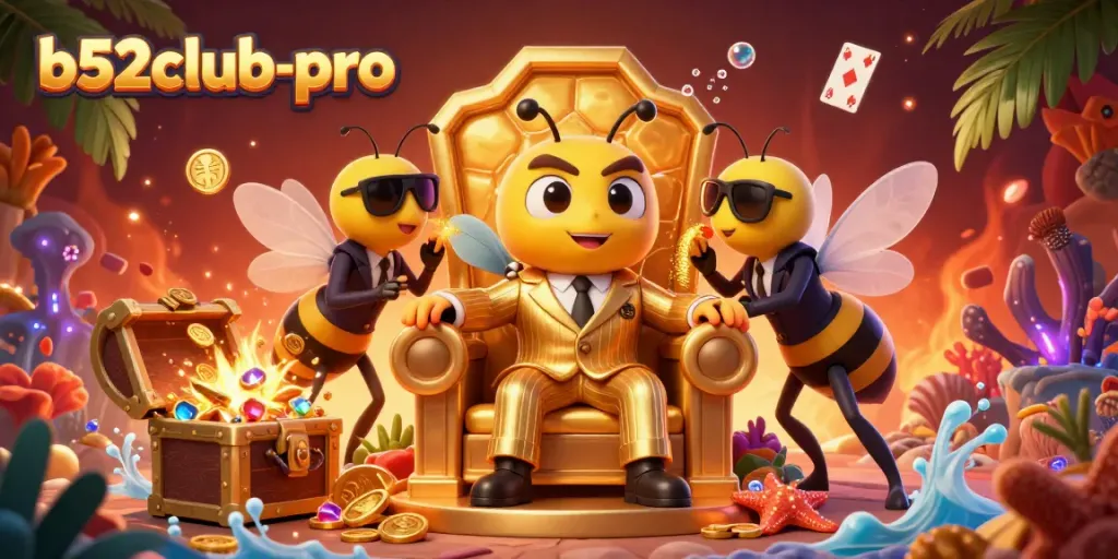 Experience thrilling wins at b52club-pro with a dynamic scene of cartoon bumblebees in a casino setting.