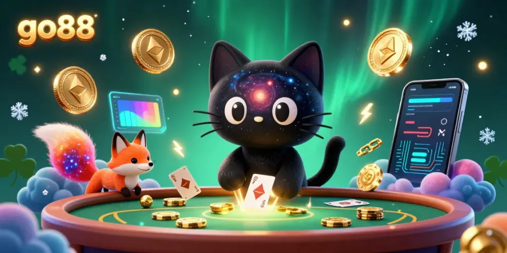 Engage in thrilling play at the go88 casino, where cosmic elements and vibrant characters create an immersive gambling experience.