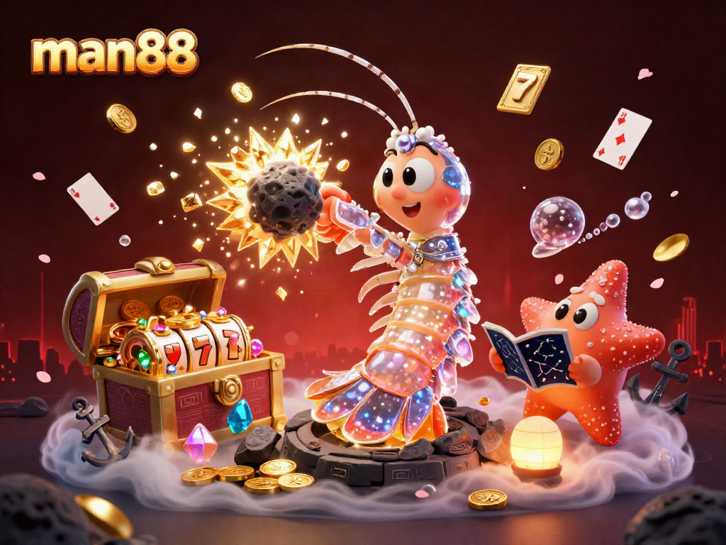 Experience thrilling action with man88's vibrant casino adventure featuring a galactic warrior in the depths of an underwater slot world.