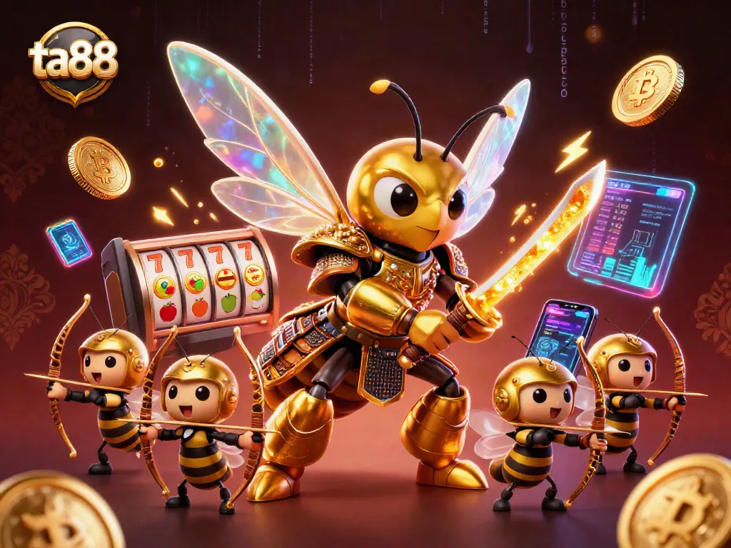 Engage with ta88's thrilling casino scene featuring lucky 7s and vibrant jackpot elements.