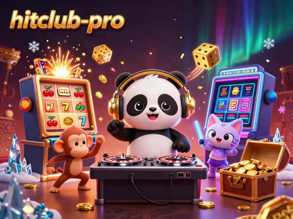 Experience the thrill at hitclub-pro with vibrant characters and a jackpot explosion in this engaging casino scene.