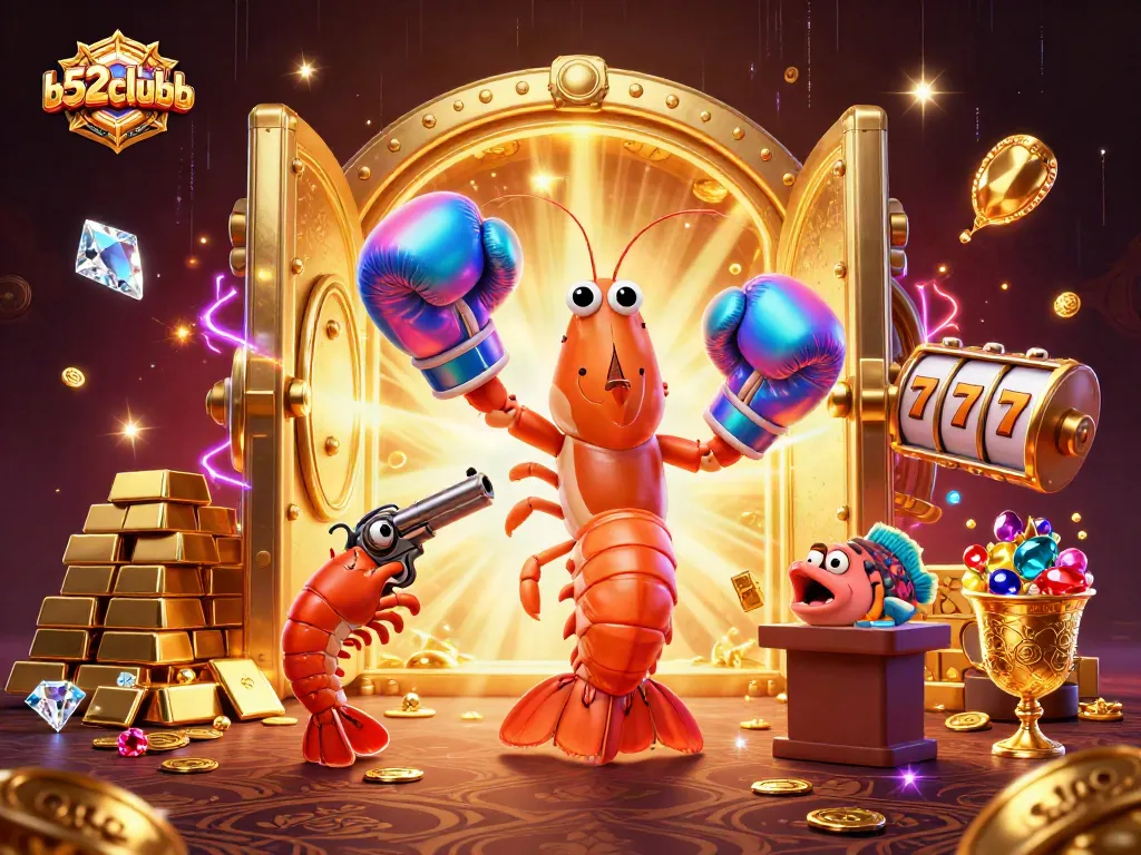 B52clubb wins big as vibrant sea creatures celebrate jackpots and treasure amidst dynamic casino elements.